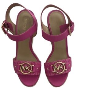 Michael Kors Fuchsia Sandals with Gold Accents